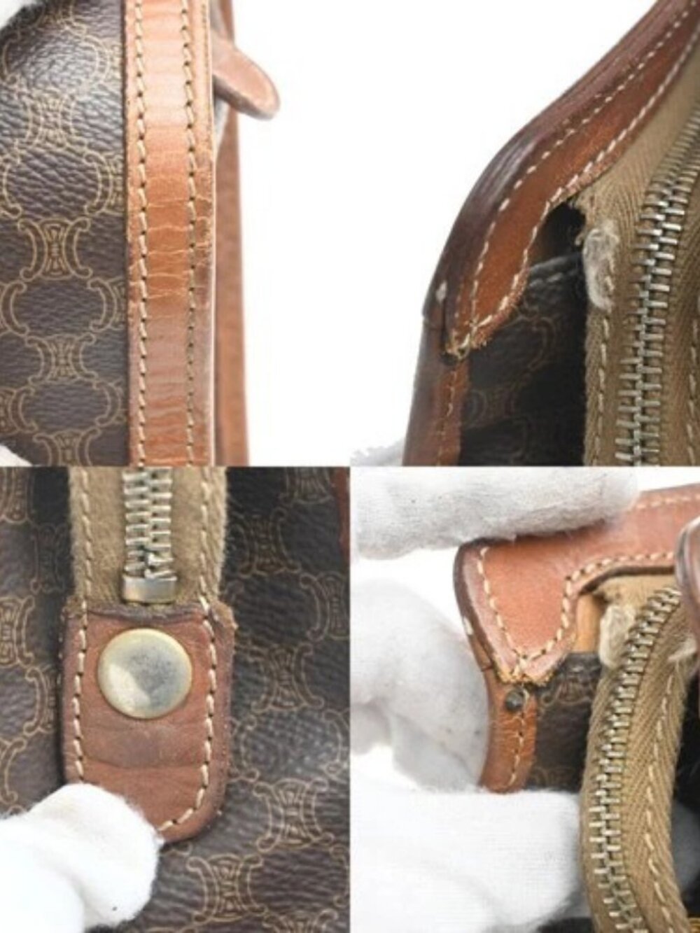 CELINE Logo Macadam Pattern Clutch Hand Bag PVC Leather Brown Italy 09MA406 - Picture 10 of 14